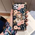 Luxury Diamond Ring Bracket Rose Flower Phone Case for iPhone 16/15/14/13/12/11 Pro Max XR XS 7 Plus with Lanyard Silicone Cover1