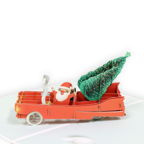 Biglietto d'auguri di guida di Babbo Natale di Natale 3D