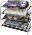 Clear Four Layer Acrylic Keyboard and Mouse Storage Rack for Gaming and Desktop Organization1