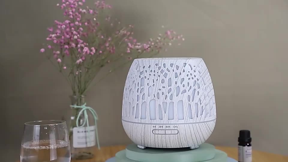 Pabrika Nangungunang nagbebenta 400 ml Ultrasonic White Wood Grain Humidifier Household Oil Diffuser Desktop Office Household Gift Air Mist1