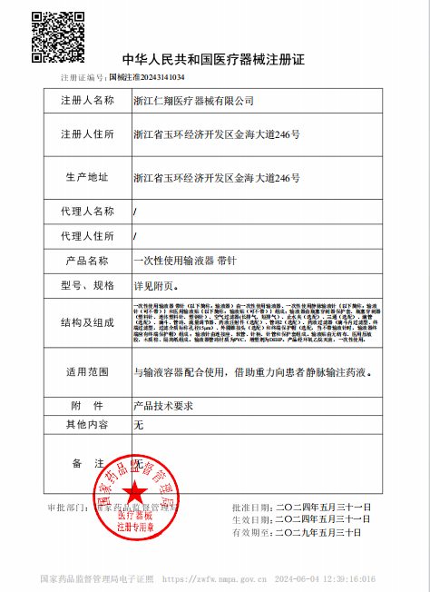 Medical Device Registration Certificate of the People's Republic of China