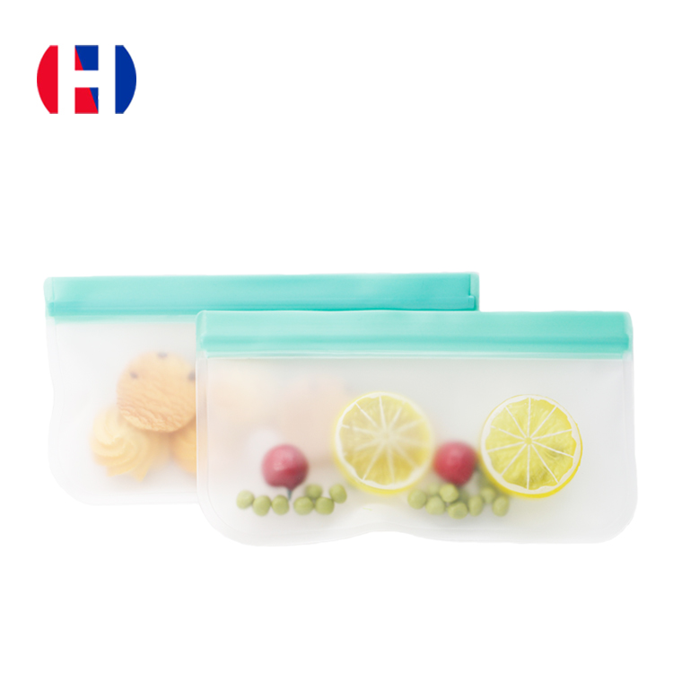 HOZ 2PC Reusable PEVA fresh keeping bag food bag zip lock fruit storage vegetable cold storage frosted self sealing bag1