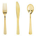 Disposable Golden Plastic Cutlery Set with Server Knives for Wedding Party Decor1