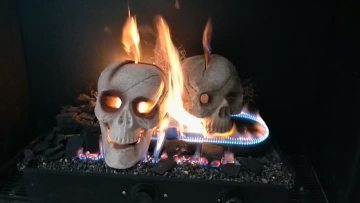 Video of firepit ceramic skulls