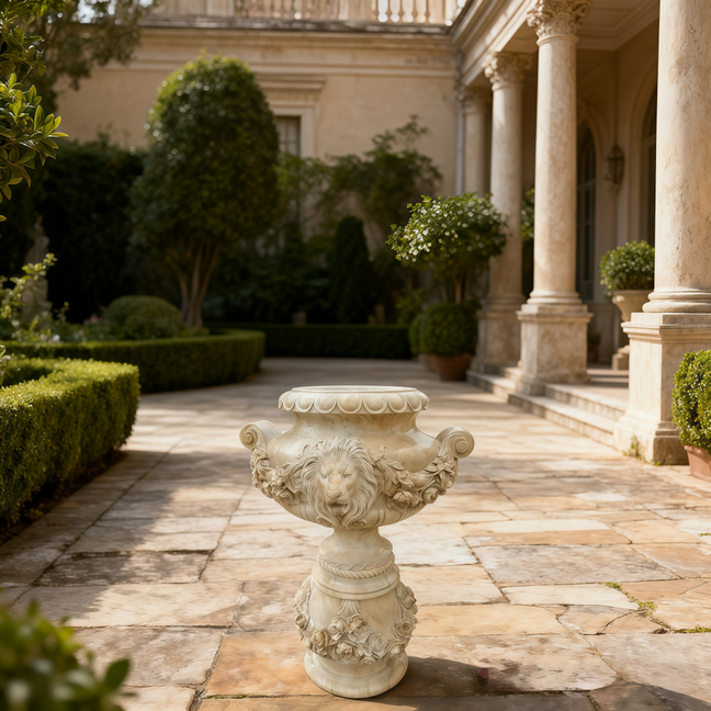 Square Plinth Marble Urn