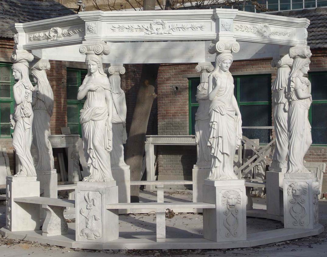 Elegant Stone Pavilion Featuring Timeless Caryatid Architecture