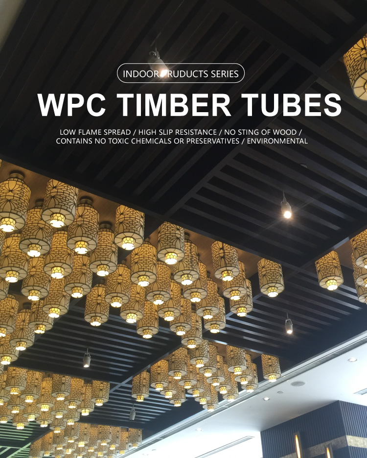 WPC Ceiling/WPC Outdoor Ceiling/PVC Square Exterior Timber Tube/WPC Baffle Ceilings/Modern Interior Ttile Ceilings/PVC Film Ceiling/Design Baffle Ceiling/Wood Plastic Composite Ceiling