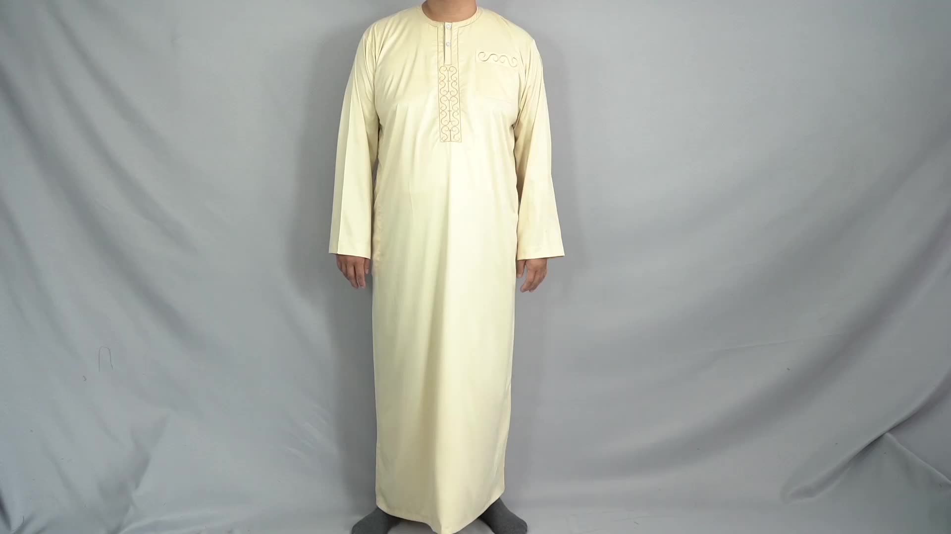 2021 Jubbah all&#39;ingrosso Nuovo stile Abbigliamento islamico Arabo saudita Alaseel Thobe per uomini musulmani marocchini Thobe per men1
