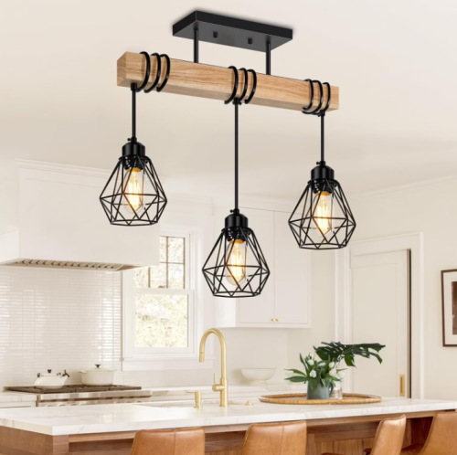 Custom Wood Iron Cage Pendant Lights for Stylish Decor
