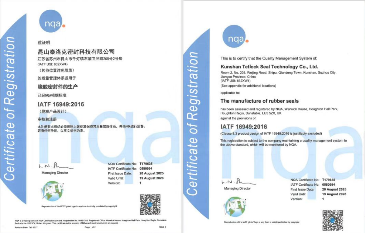 IATF 16949:2016 Quality Management System Certification