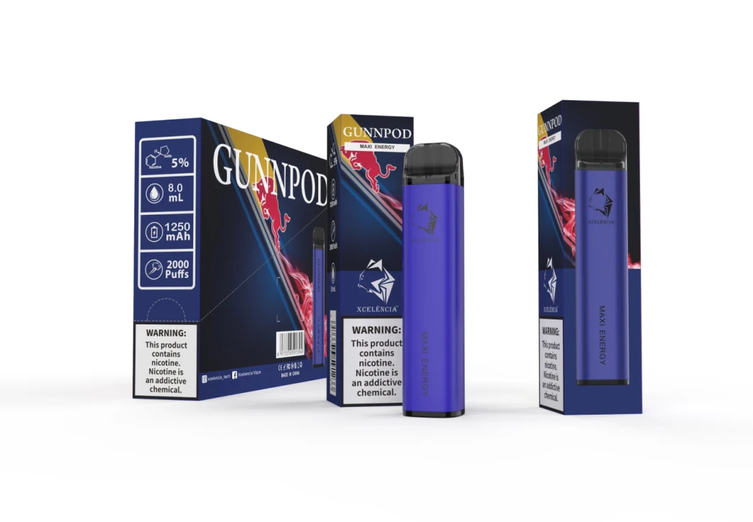 Vape Pen Fruchtgeschmack E-Zigarette Vaporizador 2000puff Einweg-Vaporizer Gunpod