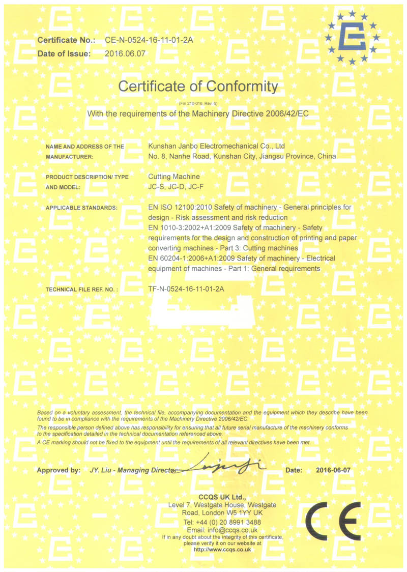 Certificate of Conformity