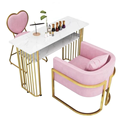 Modern Marble Nail Tech Tables and Chair Set: A Professional Manicure Station with 6 Pieces1