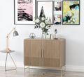 Reclaimed Solid Wood Oak Modern Sideboard Cabinet with Metal Legs - Living Room Furniture1