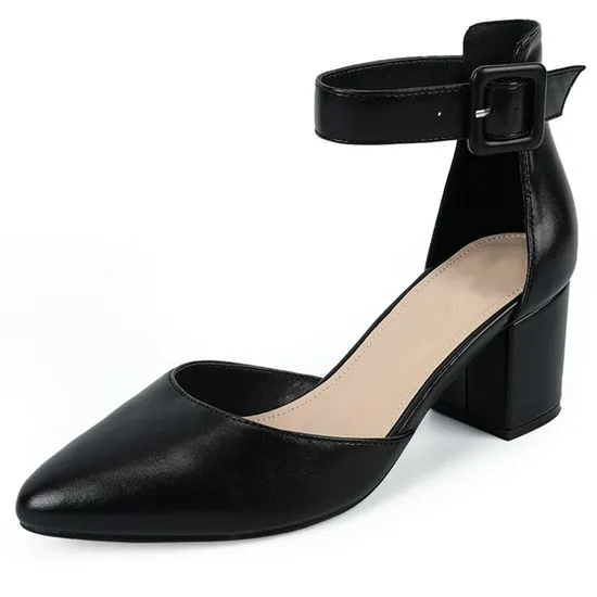 Fuchsia Microfiber Pointed Toe Ankle Strap Lady Shoes Women Heels1