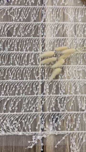 White Sequin Embroidery Fabric