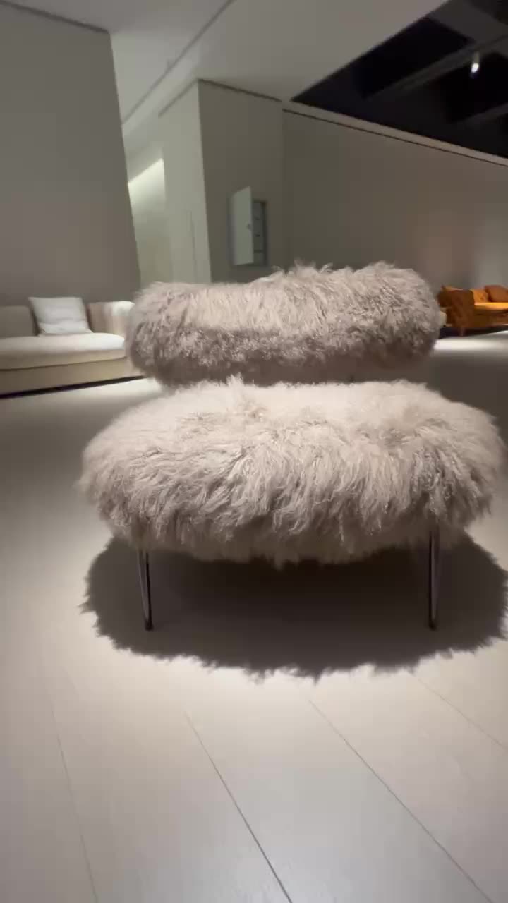 Niebieski Sherpa Faux Sheepskin Accent Fotel wełniana wełna