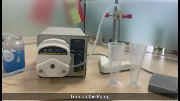 Peristaltic Pump Use of foot switch in distribution mode