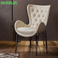 Modern Tufted Velvet Microfiber Leather Roman Dining Chairs with Metal Legs - Wholesale1