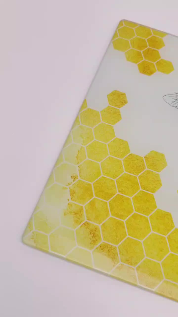 bee and honey glass cutting board