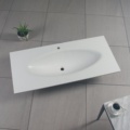 White Seamless Sintered Stone Countertop with Integrated Basin and Hot Bending Technology1