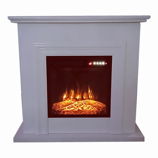 Aquecedor de painel de vidro branco elegante com chama simulada 3D1