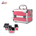Professional Pink Crocodile Aluminum Makeup Case with Mirror and Tray for Travel1