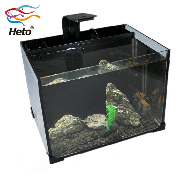 Kit akuarium tangki ikan Heto dengan aksesori Akuarium, Lampu LED, dan Filtrasi