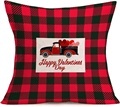 Christmas Pillow Covers Plaid Deer Elk Cotton Linen Square Decorative Throw Pillow Case Cushion Cover 18x18 inches Set1