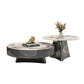 Mesa de café de luxo para sala de estar moderna nova mesa de café Design Stainless Marble Top Sinented Stone Round Coffee Table1