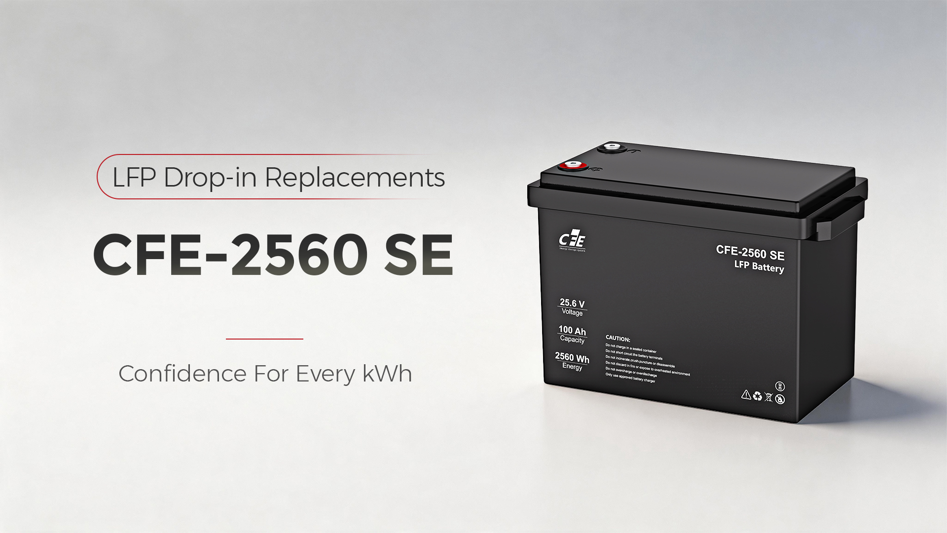 Сменный аккумулятор LFP CFE-2560SE, 25,6 В, 100 Ач, LFP