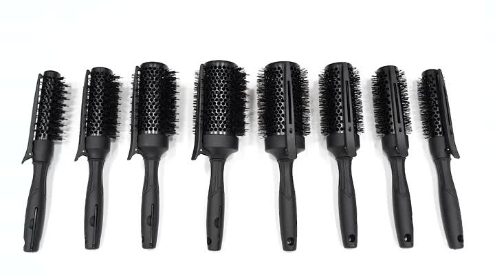 Klip Rambut Hitam dengan Bulu Nilon Hitam &amp; Nilon Mix Babi Babi Boar Bulat