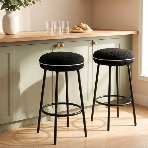Taburete de bar Boucle moderno con patas de metal negro