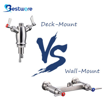 차이점 이해 : 데크 마운트 대 벽 마운트 상업용 주방 수도꼭지