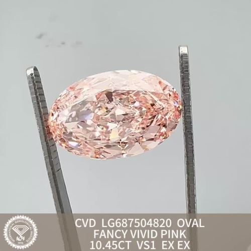 ပန်းရောင်ဓာတ်ခွဲခန်း Diamond Oval Cut Iigi အသိအမှတ်ပြုလက်မှတ်ရ