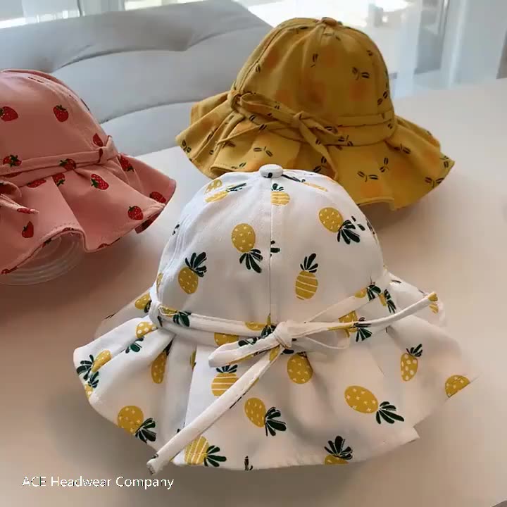 Bambini bambini per bambini Panama Beach Cap carina Summer Baby Girl Stampa Cappello da bowknot Outdoor Kids Girl Sun Hat1