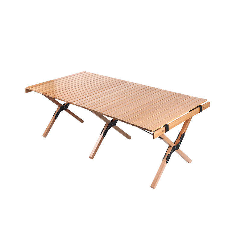 Table de camping en bois pliable en rouleau extérieur pliable