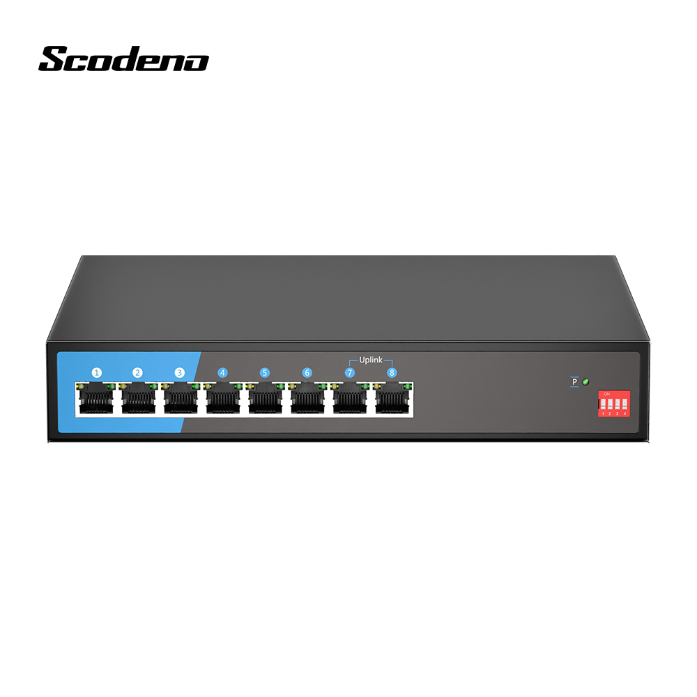 Interruptor ODM/OEM de fábrica 8 Port Gigabit Poe AF/A 250 m Switches de larga distancia Desktop