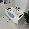 Kinglauren Blue Glass Design Rectangular Whirlpool Hydromassage Bathtub1