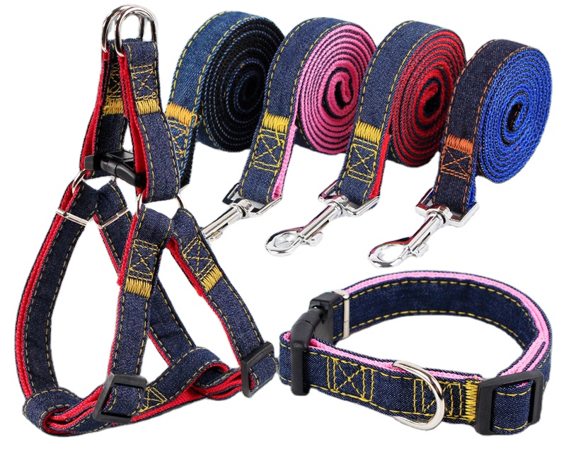 2021 hot sale Jean Material Dog Harness and Leash