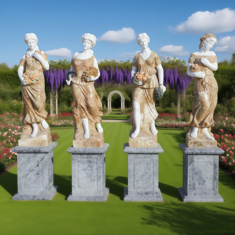 Elegant Antique Stone Goddess Sculpture with Fruit Decor for Sophisticated Home Accents