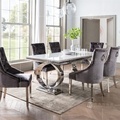 Luxury Metal Top Kitchen Table with Grey Marble Dining Chairs1