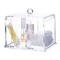 Acrylic Makeup Organizer: Includes Cotton Swab Holder, Lid for Cotton Pads, Balls, Sponges, Hair Bands, and Q-tips - Clear1