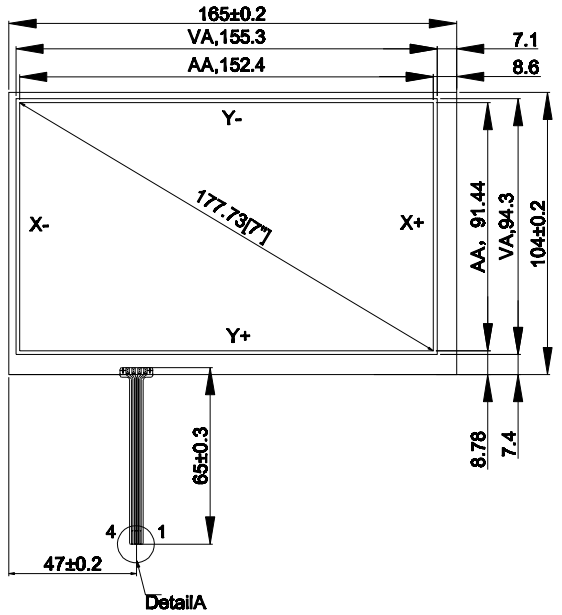 Pannello touchscreen resistivo a 4 fili