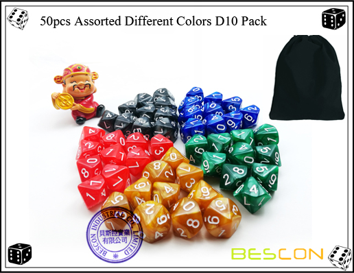 50pcs assorties différentes couleurs D10 Pack.jpg