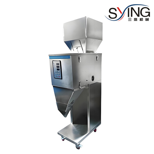 SANYING Machinery presenta una máquina llenadora y pesadora de polvo granulado semiautomática para envasado de alimentos y granos