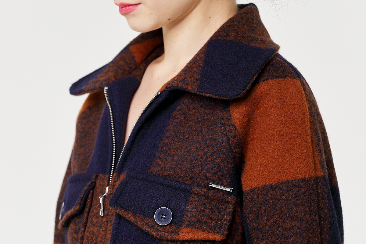 Woolen Check Lady's Short Jacket Woolen Check Lady's Short Jacket