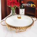 Hot Sale Golden Royal Chafing Dish Luxury Ceramic Soup Pot Warmer1