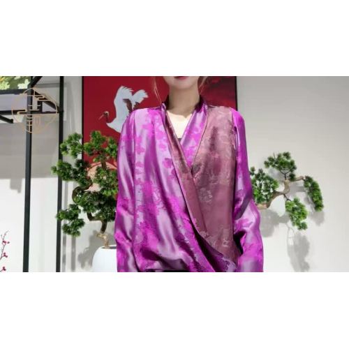 blusa de seda morada para mujeres