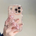 Fashion Luxury Flower Wristband Silicone Phone Case with Chain Straps for iPhone 14/13/12 Pro Max1